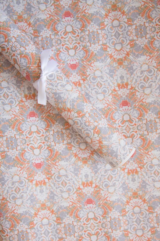Wrapping Paper Roll ~ Carmen, Peach Gift Wrapping Paper, 30" wide, by the Yard [Gift Wrap, Birthday, Easter, All Occasion]